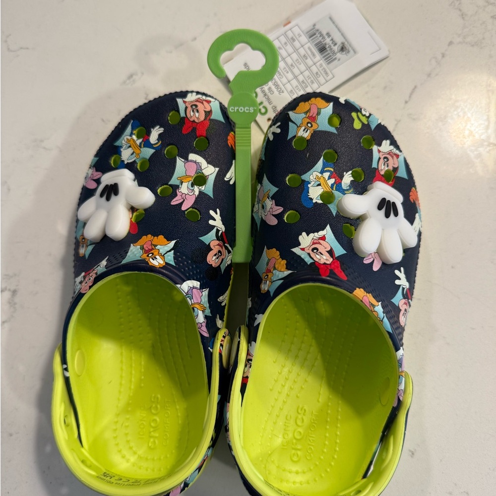 CROCS Kids Disney Disneyland Light Up Clogs - Navy and Lime Green NWT